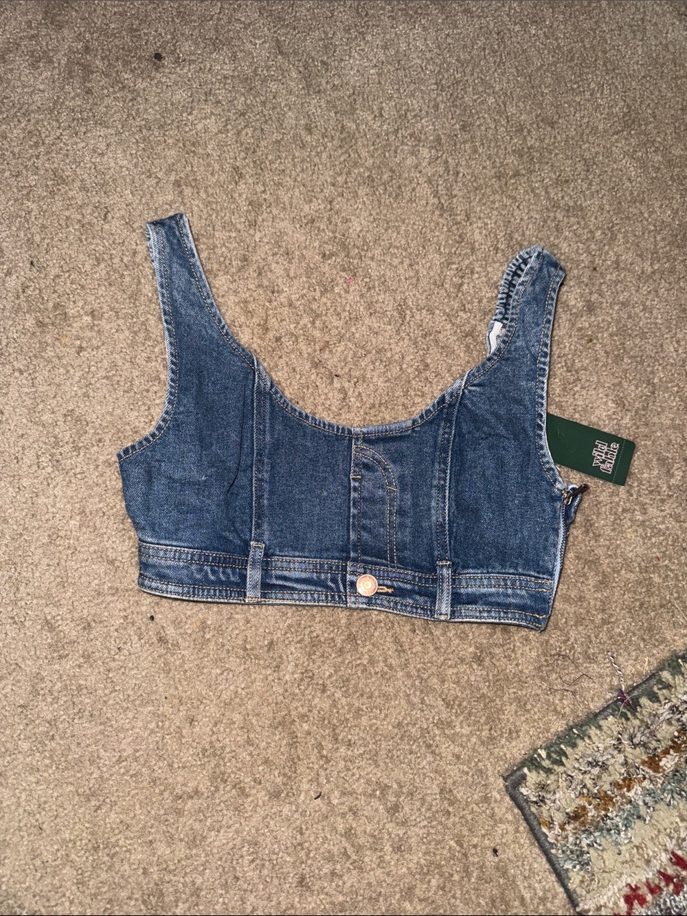 wild fable Denim Crop Tank Top - Blue
